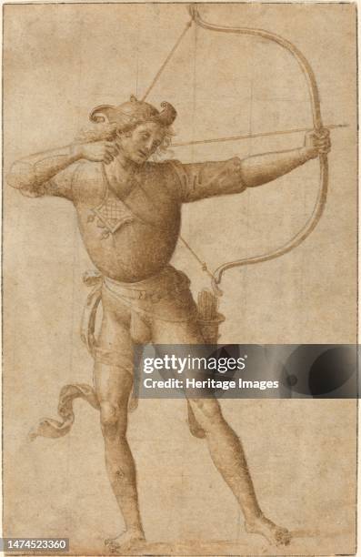 Archer Drawing a Bow, c. 1505. Creator: Perugino.