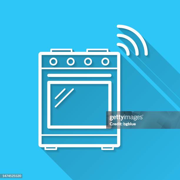 smart range. icon on blue background - flat design with long shadow - wifi range stock illustrations