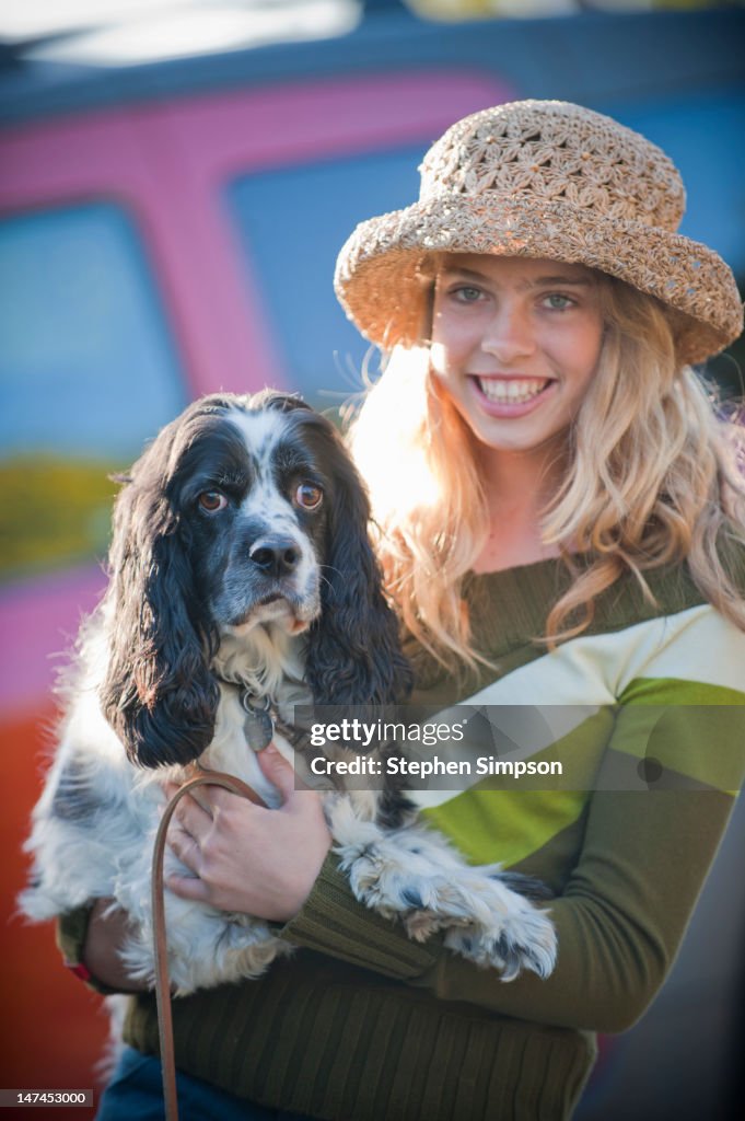 Portrait of girl with her dog