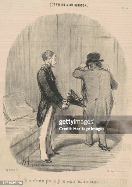 Je ne m'étonne plus si je ne voyais pas mon chapeau ..., 19th century. Bad luck. Creator: Honore Daumier.