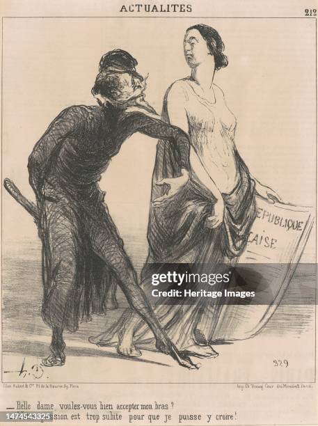 Belle dame voulez-vous ... Accepter mon bras?, 19th century. Beautiful lady will you accept my arm?. Creator: Honore Daumier.