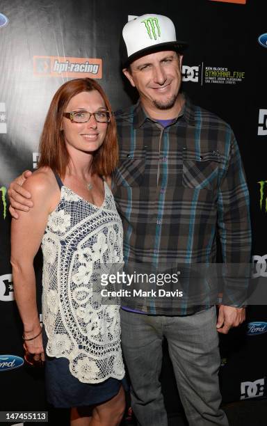 Professional rally driver Ken Block and wife Lucy attend the premiere Of The Gymkhana FIVE held at the JW Marriot Mixing room at L.A. Live on June...
