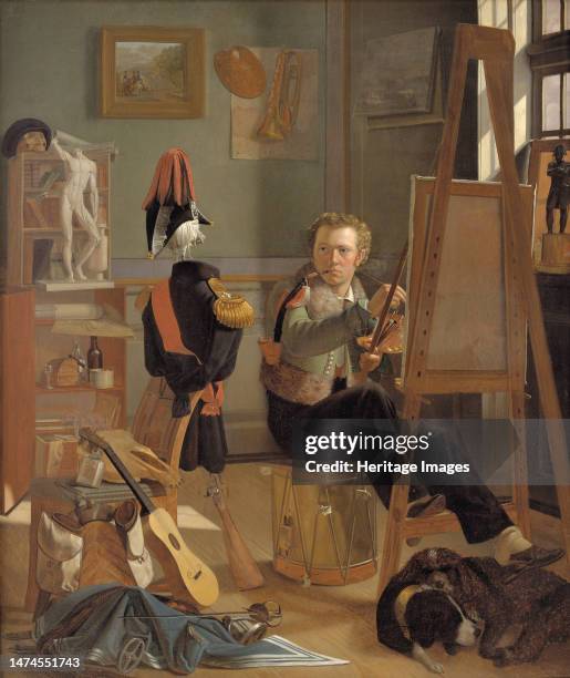 The Battle-Painter Jorgen Sonne in his Studio;A Battle-Painter, Jorgen Sonne, in his Studio;A Battle-Painter in his Studio, 1823-1825. Creator:...