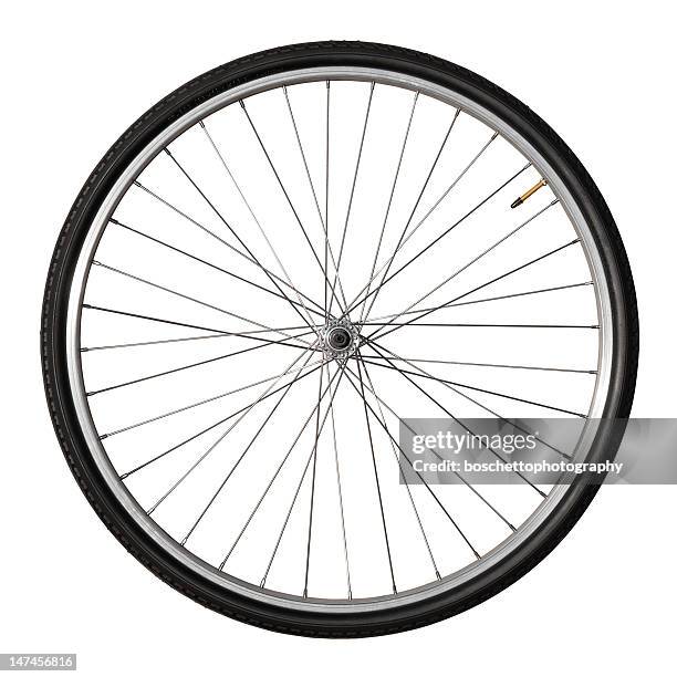 vélo vintage roue isolé sur blanc - rayon de roue photos et images de collection