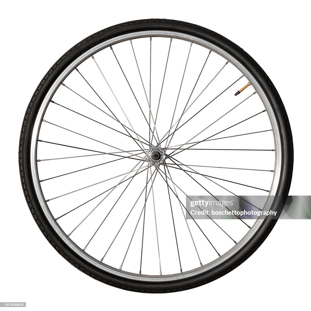 Vintage Bicycle Wheel Isolated On White