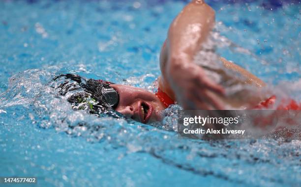 Leah O'Connell of Great Britain competes in the Women's MC 50m Freestyle Heats during the Citi Para Swimming World Series inc. British Para-Swimming...