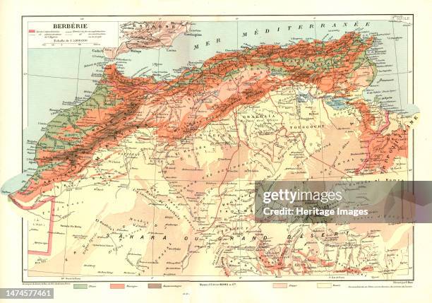 ''Relief Map of Berberie', 1914. From "Grande Geographie Bong Illustree", 1914. Creator: Unknown.