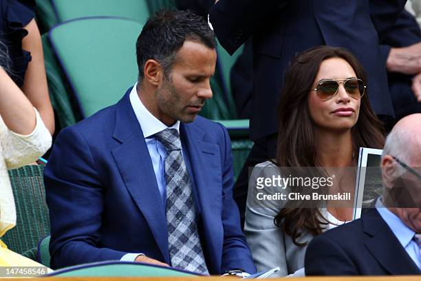 Football player Ryan Giggs and his wife Stacey Cooke attend the Ladies' Singles third round match Serena Williams of the USA and Jie Zheng of China...