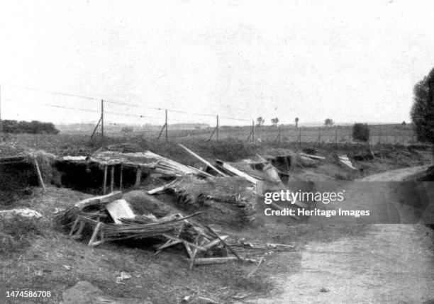 Immense champ de Bataille; Les abris que l'infanterie allemande s'etait construits a Chambry', 1914. From "L'Album de la Guerre 1914-1919: Volume I"....