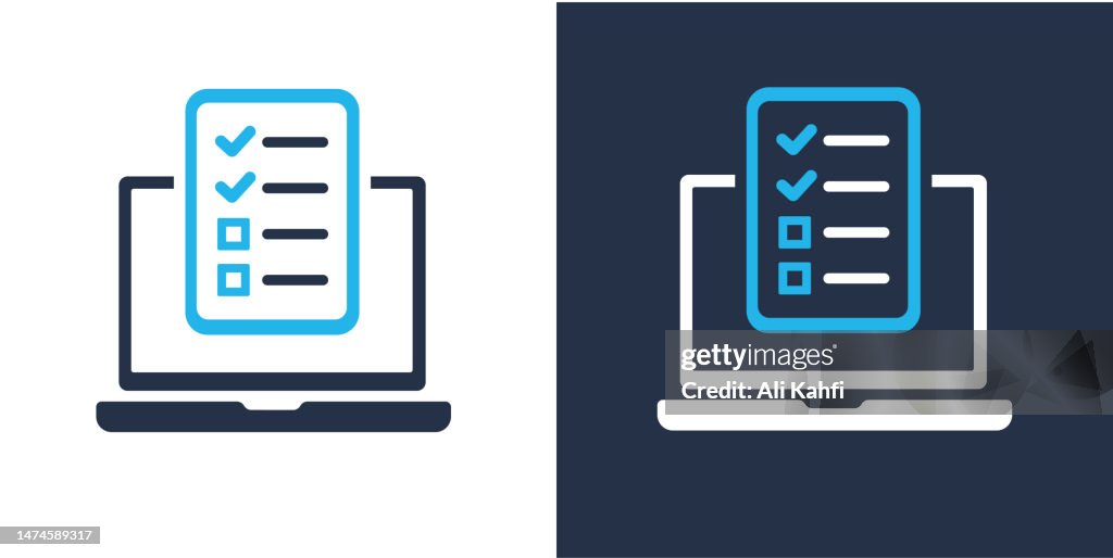 Online-Test-Symbol. Solide Symbolvektor-Illustration. Für Website-Design, Logo, App, Template, UI, etc.