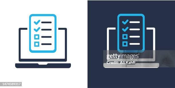 ilustrações de stock, clip art, desenhos animados e ícones de online test icon. solid icon vector illustration. for website design, logo, app, template, ui, etc. - encher atividade