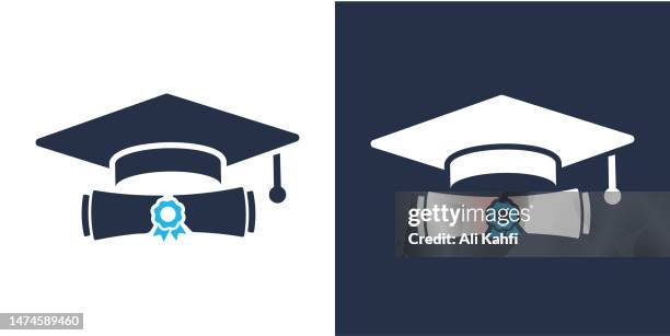 graduation icon. solid icon vector illustration. for website design, logo, app, template, ui, etc. - degree stock illustrations