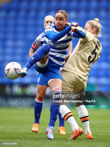 Sanne Troelsgaard of Reading and Sophie Ingle of Chelsea battle for the ball during the Vitality Women's FA Cup match between Reading and Chelsea at...