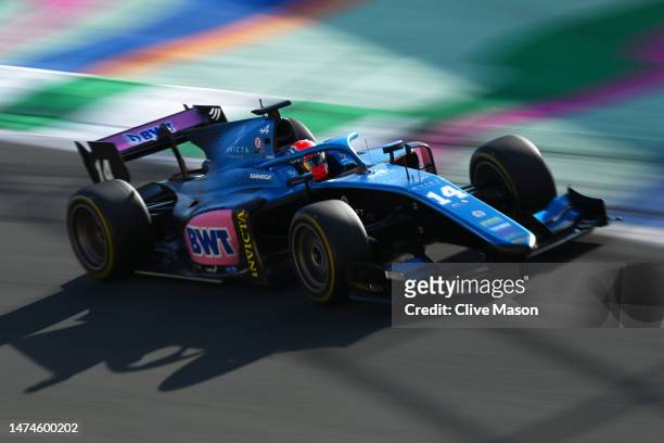 Jack Doohan of Australia and Invicta Virtuosi Racing drives on track during the Round 2:Jeddah Feature race of the Formula 2 Championship at Jeddah...