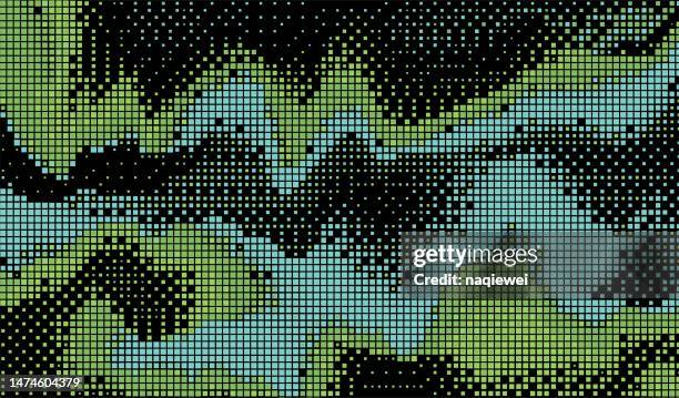 vector half tone mosaic checked textures fluidity liquid effects abstract background - byte stock illustrations