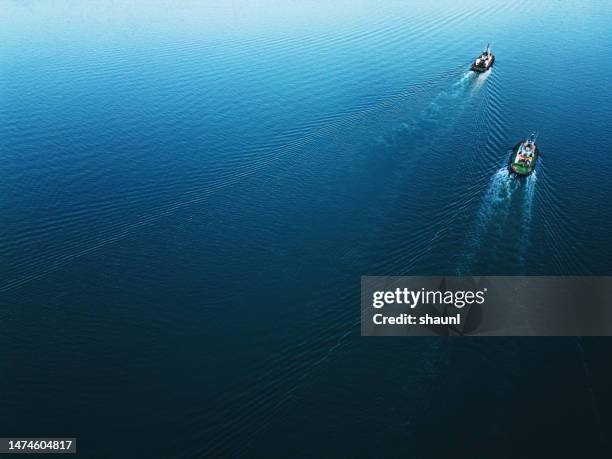 pair of tugboats - tug boat stock pictures, royalty-free photos & images