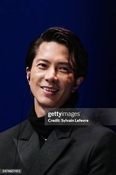 Tomohisa Yamashita attends the "Tomohisa Yamashita Master Class" during the Series Mania Festival - day three on March 19, 2023 in Lille, France.