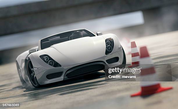sports car on test track - race track stock pictures, royalty-free photos & images