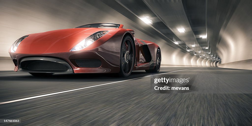 Auto sportive in un Tunnel