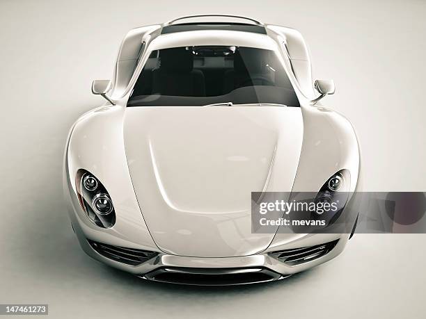 vorderansicht eines sportwagens - konzeptauto stock-fotos und bilder