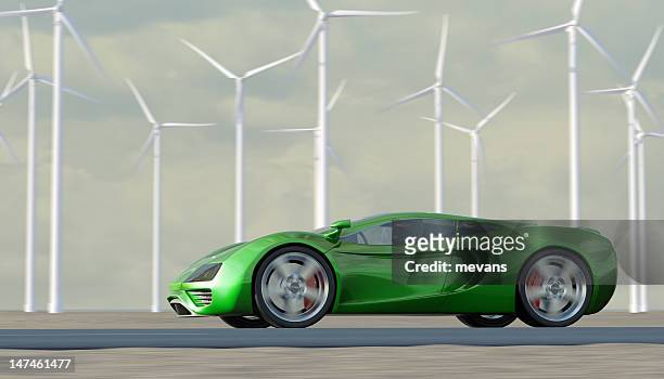 green sports car - alloy wheel stockfoto's en -beelden