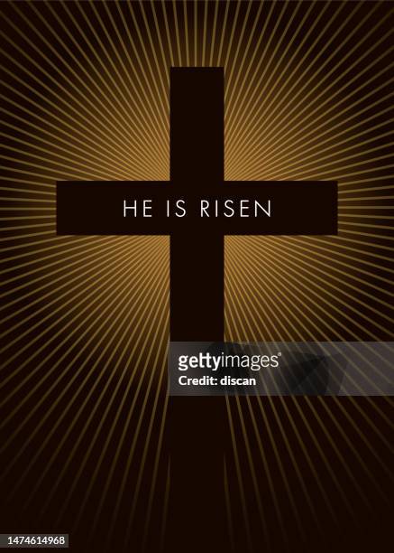 easter banner with cross and inscription. - the crucifixion stock illustrations
