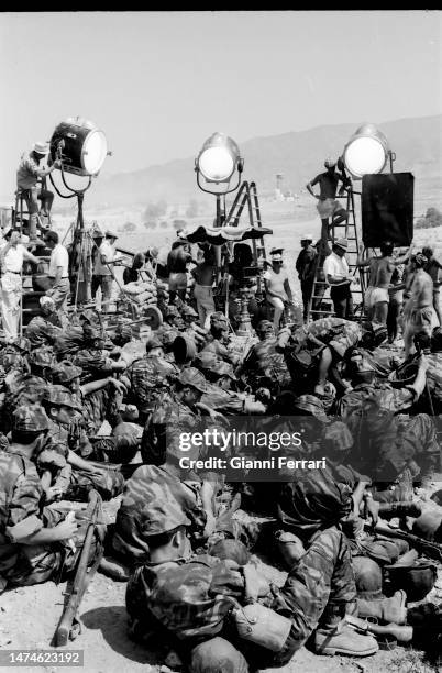 Filming of “Los Centuriones”, Almeria desert, Spain, 1966.