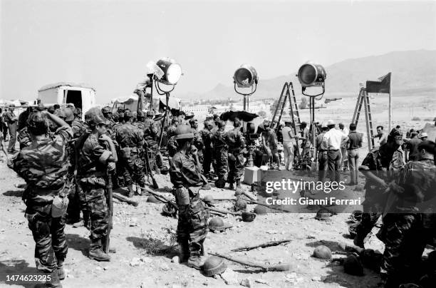 Filming of “Los Centuriones”, Almeria desert, Spain, 1966.