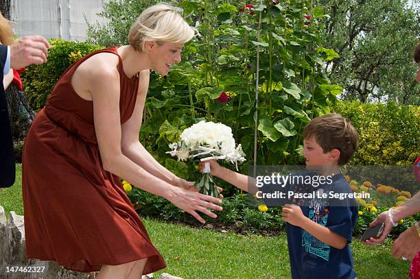 Princess Charlene attends the annual Monaco Red Cross Pique-Nique at Jardins Princesse Antoinette on June 30, 2012 in Monaco, Monaco.