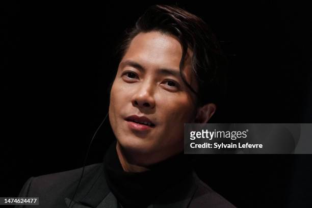 Tomohisa Yamashita attends the "Tomohisa Yamashita Master Class" during the Series Mania Festival - day three on March 19, 2023 in Lille, France.