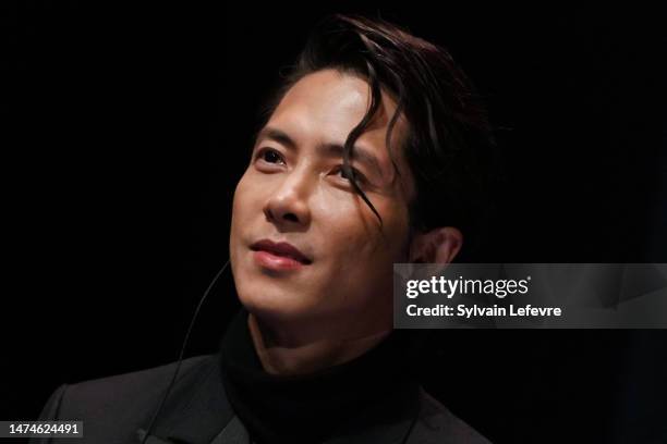 Tomohisa Yamashita attends the "Tomohisa Yamashita Master Class" during the Series Mania Festival - day three on March 19, 2023 in Lille, France.