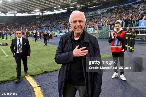 Sven Goran Eriksson former Lazio coach prior the Serie A match between SS Lazio and AS Roma at Stadio Olimpico on March 19, 2023 in Rome, Italy.
