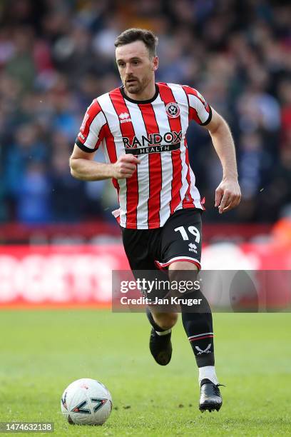 Jack Robinson of Sheffield United in action during the Emirates FA Cup Quarter Final match between Sheffield United and Blackburn Rovers at Bramall...