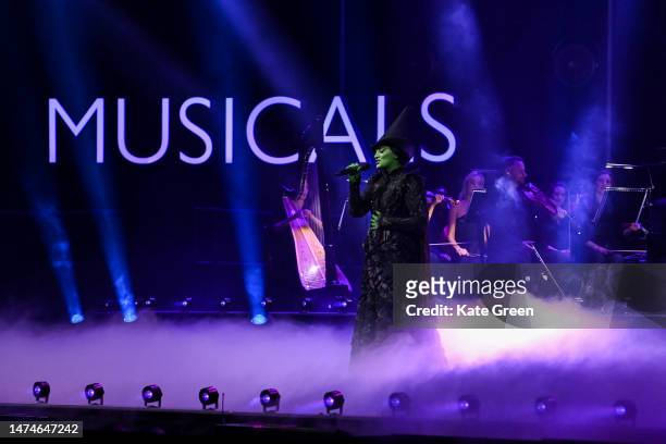 In this image released on March 20 Laura Pick of "Wicked" performs on stage during The National Lottery's Big Night Of Musicals. The show will air in...