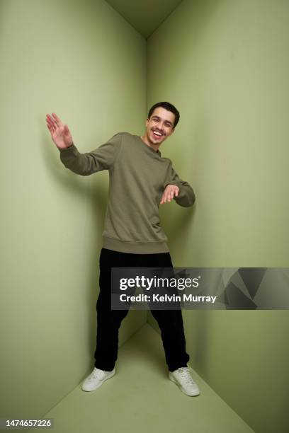 portrait of young man smiling, dancing and having fun - young man arms up bildbanksfoton och bilder