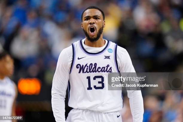 Desi Sills of the Kansas State Wildcats reacts during the second half Kentucky Wildcats in the second round of the NCAA Men's Basketball Tournament...