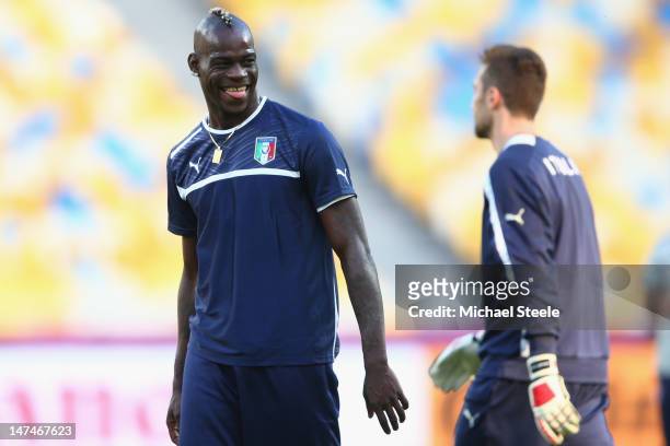 Mario Balotelli during the Italy training session ahead of the UEFA Euro Final at the Olympic Stadium on June 30, 2012 in Kiev, Ukraine.