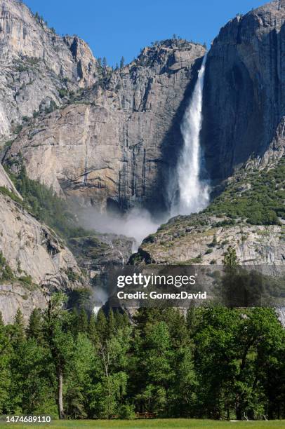 long view of yosemite fall in the spring - yosemite stockfoto's en -beelden