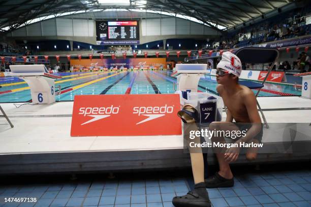 Nihal Vim of Coventry Swimming prepares for his race in the Men's MC 50m Freestyle heats during Day Four of the Citi Para Swimming World Series inc....