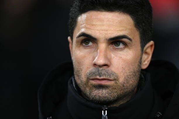 Arsenal manager Mikel Arteta looks on ahead of the UEFA Europa League round of 16 leg two match between Arsenal FC and Sporting CP at Emirates...
