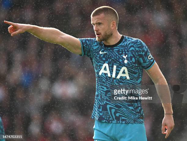 Eric Dier of Tottenham Hotspur points during the Premier League match between Southampton FC and Tottenham Hotspur at Friends Provident St. Mary's...