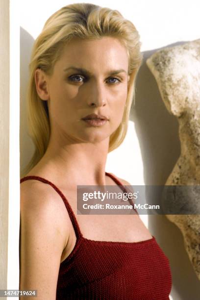 Award-winning actress Nicollette Sheridan poses for a photo at a beach house on January 20, 1998 in Malibu, California.