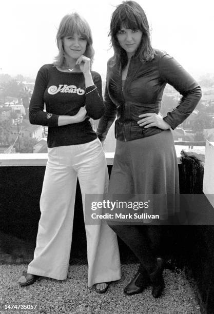 Heart, Musician Nancy Wilson and singer Nancy Wilson pose on Hollywood, CA rooftop, September 1976