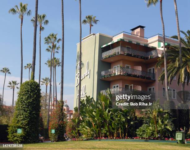 Exterior view from the public area outside The Beverly Hills Hotel, February 9, 2007 in Beverly Hills, California.