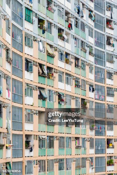 Exterior of high rise residential building of public estate of Hong Kong city