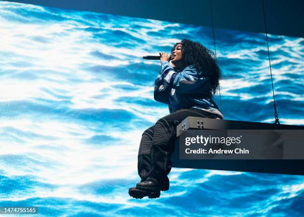 Singer SZA performs on stage during her 'The SOS North American Tour' at Rogers Arena on March 19, 2023 in Vancouver, British Columbia, Canada.