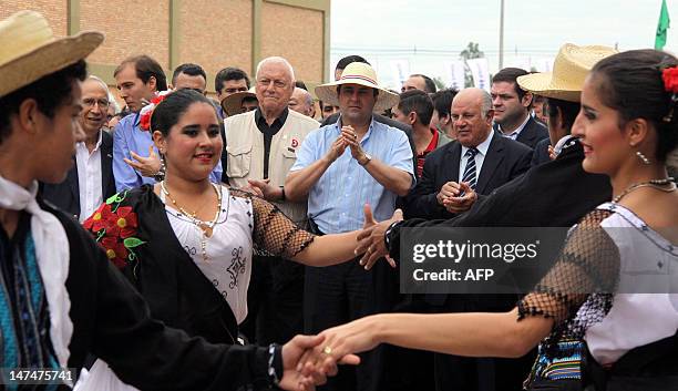 Paraguay's President Federico Franco , who took office on June 22 following the impeachment and dismissal of former president Fernando Lugo, attends...