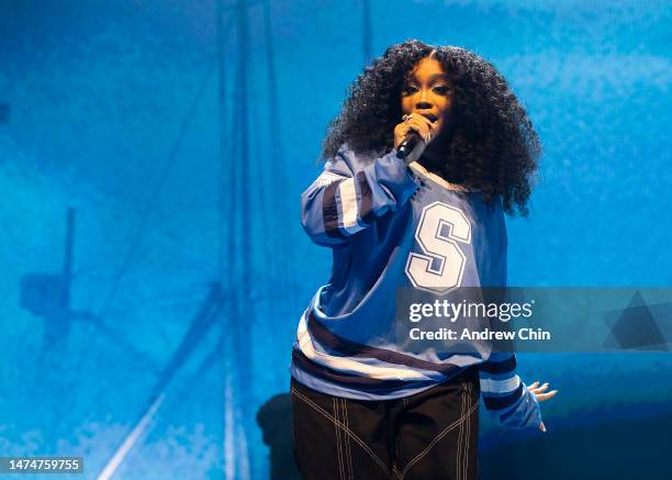 Singer SZA performs on stage during her 'The SOS North American Tour' at Rogers Arena on March 19, 2023 in Vancouver, British Columbia, Canada.