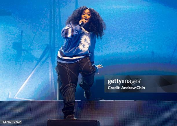 Singer SZA performs on stage during her 'The SOS North American Tour' at Rogers Arena on March 19, 2023 in Vancouver, British Columbia, Canada.