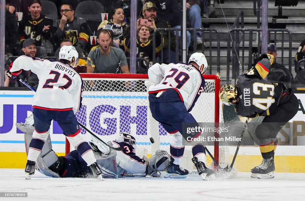Paul Cotter of the Vegas Golden Knights scores a third period goal